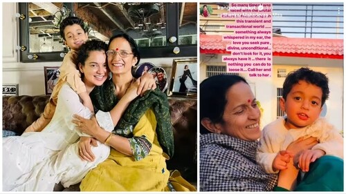 Kangana Ranaut shared few pics of her mom. Kangana Ranaut shared few pics of her mom.