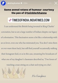 Akshay Kumar shared an excerpt from Twinkle Khanna's column. Akshay Kumar shared an excerpt from Twinkle Khanna's column.