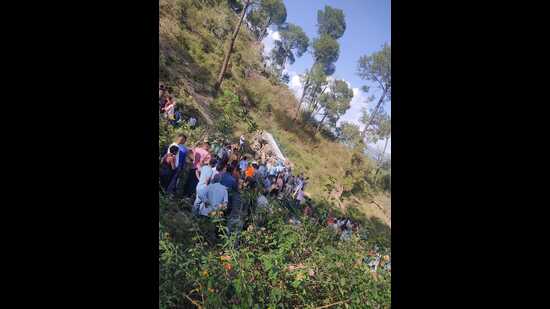 The mishap occurred in the afternoon when the victims were returning home with harvested wheat in the canter. (HT Photo)