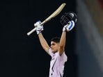 Shubman Gill celebrates after scoring a century (100 runs) during the Indian Premier League (IPL) Twenty20 cricket match between Gujarat Titans and Sunrisers Hyderabad Shubman Gill celebrates after scoring a century (100 runs) during the Indian Premier League (IPL) Twenty20 cricket match between Gujarat Titans and Sunrisers Hyderabad