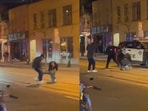 Man hits stranger with python. Man hits stranger with python.