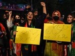 Activists of Pakistan Tehreek-e-Insaf (PTI) party gather in support of country's judicial system at Zaman Park in Lahore.