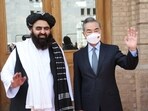 Afghanistan foreign minister with Chinese diplomat Afghanistan foreign minister with Chinese diplomat