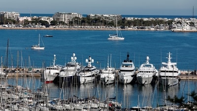 Luxury boats seen in the bay of Cannes, ahead of the opening ceremony. As the Cannes Film Festival prepares to roll out the red carpet for a star-packed edition featuring Harrison Ford, Johnny Depp, and Natalie Portman, concerns over protests by French unions loom over, reported AFP, (Gonzalo Fuente / Reuters) Luxury boats seen in the bay of Cannes, ahead of the opening ceremony. As the Cannes Film Festival prepares to roll out the red carpet for a star-packed edition featuring Harrison Ford, Johnny Depp, and Natalie Portman, concerns over protests by French unions loom over, reported AFP, (Gonzalo Fuente / Reuters)