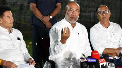 N Biren Singh addressing media persons over the situation in his state. (ANI photo) N Biren Singh addressing media persons over the situation in his state. (ANI photo)