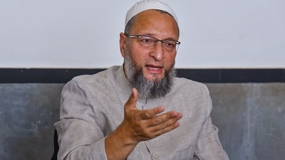 Owaisi’s election campaign had focused on the controversies around the hijab ban, Tipu Sultan and the removal of 4 per cent reservation for Muslims by the incumbent BJP government. (PTI) Owaisi’s election campaign had focused on the controversies around the hijab ban, Tipu Sultan and the removal of 4 per cent reservation for Muslims by the incumbent BJP government. (PTI)
