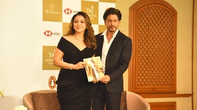 Shah Rukh Khan helped launch Gauri Khan's book titled My Life in Design on Monday. Shah Rukh Khan helped launch Gauri Khan's book titled My Life in Design on Monday.