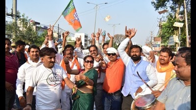 The win of 10 such candidates is especially extraordinary as despite a low voting percentage witnessed this year in municipal limits (31.45%), these corporators secured 60% or above votes cast in their respective municipal wards. (HT Photo) The win of 10 such candidates is especially extraordinary as despite a low voting percentage witnessed this year in municipal limits (31.45%), these corporators secured 60% or above votes cast in their respective municipal wards. (HT Photo)