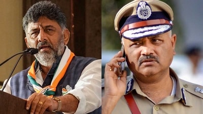 Congress Karnataka president DK Shivakumar and CBI's new director Praveen Sood. Congress Karnataka president DK Shivakumar and CBI's new director Praveen Sood.