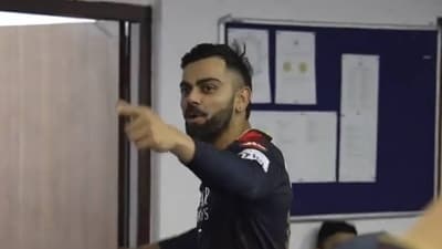 The RCB players were jubilant in the dressing room after the big win (RCB Twitter) The RCB players were jubilant in the dressing room after the big win (RCB Twitter)