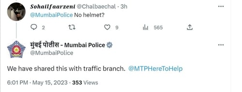 Mumbai Police reacts to Amitabh Bachchan riding bike without a helmet. Mumbai Police reacts to Amitabh Bachchan riding bike without a helmet.
