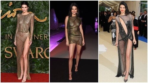 Kendall Jenner wears the naked dress style statement on different occasions. Kendall Jenner wears the naked dress style statement on different occasions.