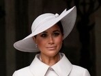 Meghan Markle, Duchess of Sussex leave after a service of thanksgiving for the reign of Queen Elizabeth II at St Paul's Cathedral in London.