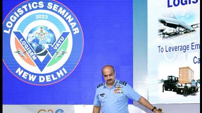 Indian Air Force chief Air Chief Marshal VR Chaudhari arrives to attend the Annual Logistics Management Seminar at the Air Force Auditorium in New Delhi on Tuesday. (ANI) Indian Air Force chief Air Chief Marshal VR Chaudhari arrives to attend the Annual Logistics Management Seminar at the Air Force Auditorium in New Delhi on Tuesday. (ANI)