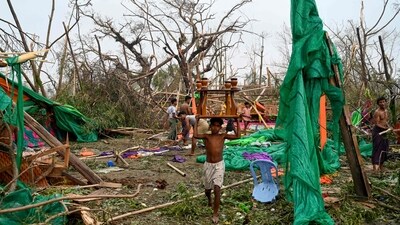 Powerful cyclone Mocha injured hundreds and cut off communications in Myanmar.&nbsp;&nbsp; (AFP)