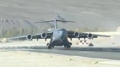 Officials said IAF heavy-lifter C-17 Globemaster had blocked the runway and was facing technical issues (Representative image) (Twitter/ANI File Photo) Officials said IAF heavy-lifter C-17 Globemaster had blocked the runway and was facing technical issues (Representative image) (Twitter/ANI File Photo)
