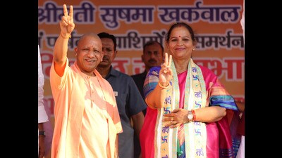 Party leaders credited the win to chief minister Yogi Adityanath’s record 50 rallies in 13 days. (HT file) Party leaders credited the win to chief minister Yogi Adityanath’s record 50 rallies in 13 days. (HT file)