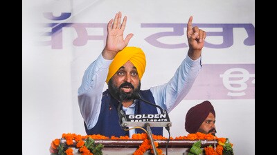 Punjab chief minister Bhagwant Mann addresses a programme during the inauguration of the newly-constructed Inter State Bus terminal, near Urban Estate in Patiala on Tuesday. (PTI) Punjab chief minister Bhagwant Mann addresses a programme during the inauguration of the newly-constructed Inter State Bus terminal, near Urban Estate in Patiala on Tuesday. (PTI)
