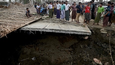 Mocha made landfall near Sittwe township with winds blowing up to 209 kilometers (130 miles) per hour, Myanmar’s Meteorological Department said.&nbsp; (AFP)