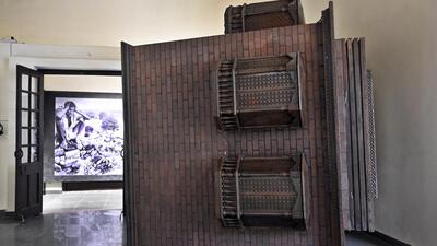 The Fallen House, created by Kashmiri artist Veer Munshi at the Partition Museum. The museum, set up on the campus of Ambedkar University’s Kashmere Gate campus will be inaugurated on Thusday. (Sanjeev Verma/HT Photo) The Fallen House, created by Kashmiri artist Veer Munshi at the Partition Museum. The museum, set up on the campus of Ambedkar University’s Kashmere Gate campus will be inaugurated on Thusday. (Sanjeev Verma/HT Photo)