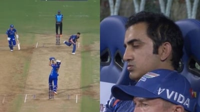 Gambhir's bizarre reaction after Naveen's expensive 19th over vs MI goes viral Gambhir's bizarre reaction after Naveen's expensive 19th over vs MI goes viral