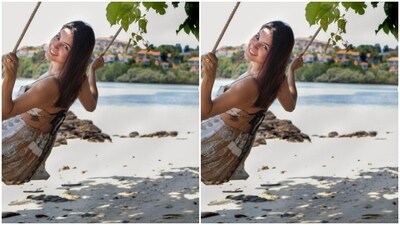Another day, another picture of Shehnaaz being happy by the beach. The actor chose a pastel white co-dress for the day. (Instagram/@shehnaazgill) Another day, another picture of Shehnaaz being happy by the beach. The actor chose a pastel white co-dress for the day. (Instagram/@shehnaazgill)