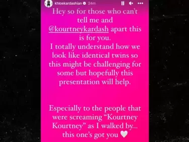 Khloe's post about her getting mixed up with sister Kourtney Kardashian. Khloe's post about her getting mixed up with sister Kourtney Kardashian.