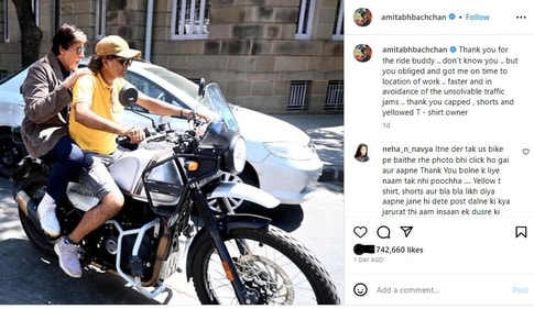 Amitabh posted a photo on a bike with a stranger.