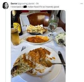 A person shared a picture of his meal.