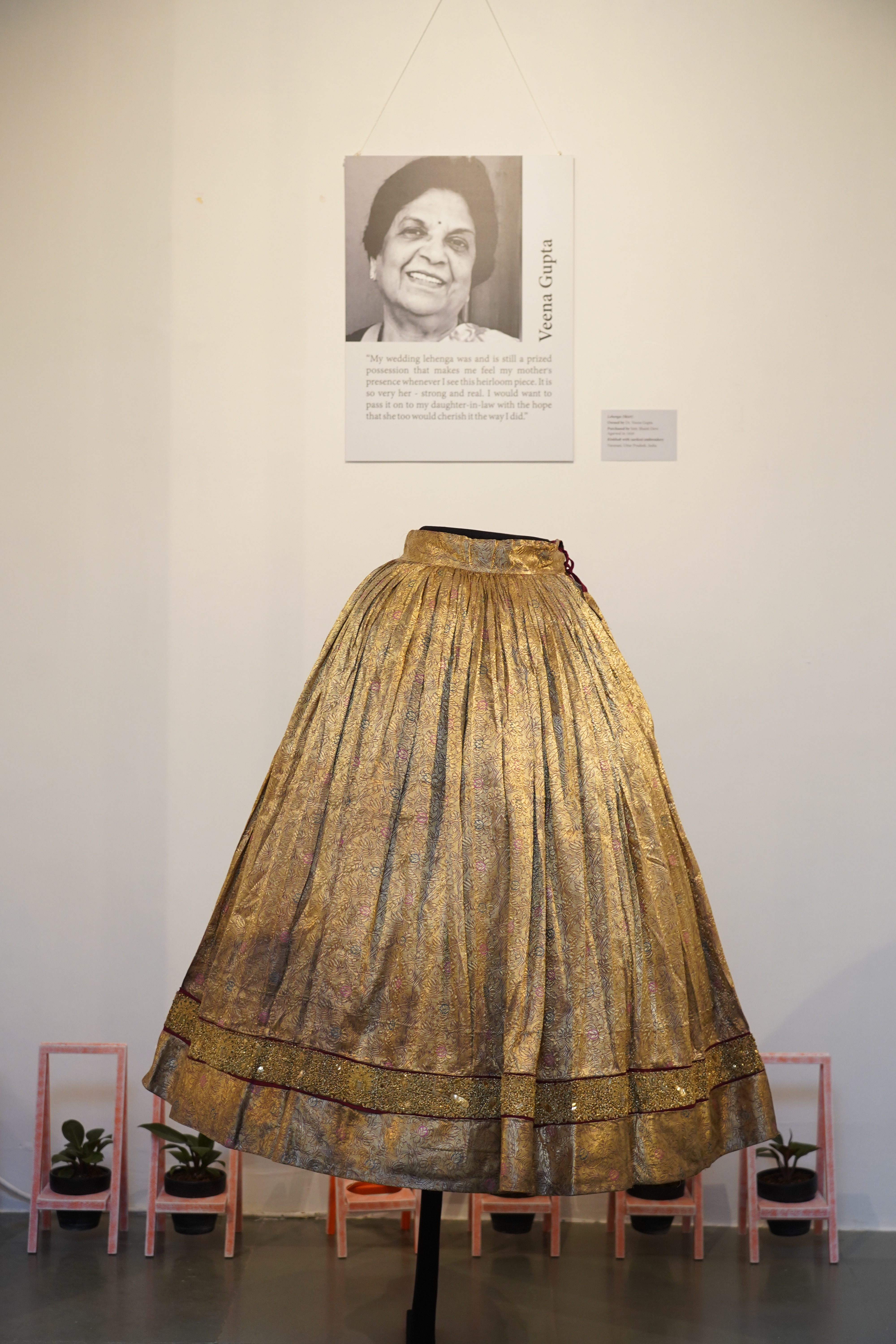 A kinkab lehenga preserved by Veena Gupta. It originally belonged to her mother. (Photo: Gokul VS) A kinkab lehenga preserved by Veena Gupta. It originally belonged to her mother. (Photo: Gokul VS)