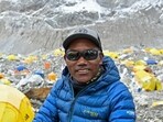 Nepal's mountaineer Kami Rita Sherpa at the Everest base camp in the Mount Everest region of Solukhumbu district.
