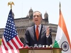 United States Ambassador to India Eric Garcetti addresses the media, in Mumbai.