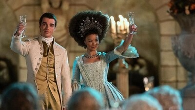 Queen Charlotte: A Bridgerton Story stars India Amarteifio and Corey Mylchreest. Queen Charlotte: A Bridgerton Story stars India Amarteifio and Corey Mylchreest.