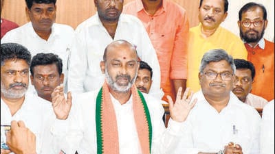 According to a Telangana BJP leader, at least half a dozen leaders have been nurturing the ambition of replacing Bandi Sanjay as the state BJP president. (ANI) According to a Telangana BJP leader, at least half a dozen leaders have been nurturing the ambition of replacing Bandi Sanjay as the state BJP president. (ANI)