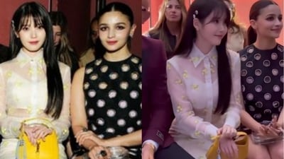 Alia Bhatt and IU at the Gucci event in Seoul. Alia Bhatt and IU at the Gucci event in Seoul.