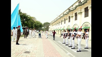 Brigadier Neeraj Punetha, Group Commander, NCC Group HQ, Lucknow being presented the guard of honour at he ongoing annual training camp for Naval NCC Cadets at La Martiniere College, Lucknow, on Wednesday. (Sourced) Brigadier Neeraj Punetha, Group Commander, NCC Group HQ, Lucknow being presented the guard of honour at he ongoing annual training camp for Naval NCC Cadets at La Martiniere College, Lucknow, on Wednesday. (Sourced)