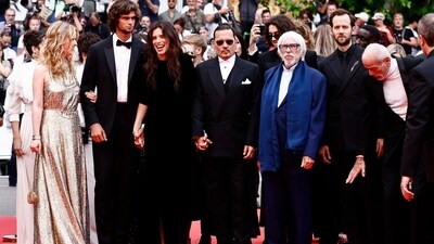 Johnny Depp's double-breasted peak lapel tuxedo is made of black wool and mohair.&nbsp; (REUTERS)