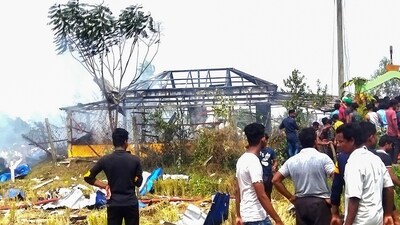 Purba Medinipur: Locals outside an illegal firecracker unit after a massive explosion, in West Bengal's Purba Medinipur district, Tuesday, May 16, 2023. (PTI) Purba Medinipur: Locals outside an illegal firecracker unit after a massive explosion, in West Bengal's Purba Medinipur district, Tuesday, May 16, 2023. (PTI)