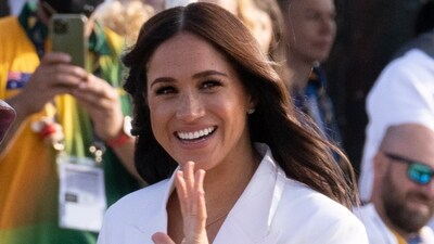 FILE - Meghan Markle, Duchess of Sussex, arrives at the Invictus Games venue in The Hague, Netherlands, Friday, April 15, 2022. Meghan will be in New York Tuesday, May 16, 2023, along with Black Voters Matter co-founder LaTosha Brown, to receive the Ms. Foundation’s Women of Vision Award, as the nation’s oldest women’s foundation marks its 50th anniversary. (AP) FILE - Meghan Markle, Duchess of Sussex, arrives at the Invictus Games venue in The Hague, Netherlands, Friday, April 15, 2022. Meghan will be in New York Tuesday, May 16, 2023, along with Black Voters Matter co-founder LaTosha Brown, to receive the Ms. Foundation’s Women of Vision Award, as the nation’s oldest women’s foundation marks its 50th anniversary. (AP)