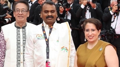 Kangabam Tomba, Dr L Murugan and Guneet Monga attended the red carpet at Cannes. Kangabam Tomba, Dr L Murugan and Guneet Monga attended the red carpet at Cannes.
