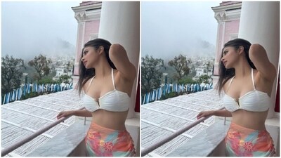 Styled by fashion stylist Rishika Devnani, Mouni decked up in nude eyeshadow, black eyeliner, black kohl, mascara-laden eyelashes, drawn eyebrows, contoured cheeks and a shade of bright red lipstick. (Instagram/@imouniroy) Styled by fashion stylist Rishika Devnani, Mouni decked up in nude eyeshadow, black eyeliner, black kohl, mascara-laden eyelashes, drawn eyebrows, contoured cheeks and a shade of bright red lipstick. (Instagram/@imouniroy)