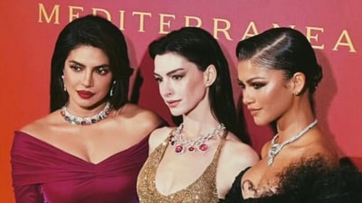 Priyanka Chopra with Anne Hathaway and Zendaya at the Venice event. Priyanka Chopra with Anne Hathaway and Zendaya at the Venice event.