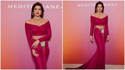 Priyanka Chopra attends Bulgari event in Venice in a magenta bodycon co-ord set. Watch (Instagram/@priyankaonline) Priyanka Chopra attends Bulgari event in Venice in a magenta bodycon co-ord set. Watch (Instagram/@priyankaonline)