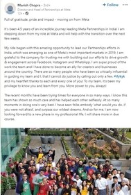 Manish Chopra's LinkedIn post. Manish Chopra's LinkedIn post.
