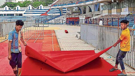 Preparations for the Karnataka CM swearing-in ceremony in Bengaluru halted on Wednesday. (PTI)