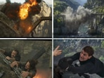 Shah Rukh Khan's action-packed Pathaan scenes (on left) and Tom Cruise in Mission Impossible Dead Reckoning Part One (right).