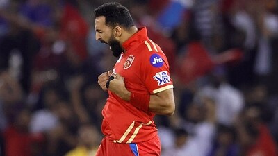 Rishi Dhawan celebrates a wicket for PBKS. (IPL Twitter) Rishi Dhawan celebrates a wicket for PBKS. (IPL Twitter)