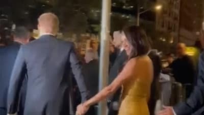 In this image from video, Prince Harry and his wife Meghan exit Manhattan’s Ziegfeld Ballroom on Tuesday, May 16, 2023 in New York. (AP) In this image from video, Prince Harry and his wife Meghan exit Manhattan’s Ziegfeld Ballroom on Tuesday, May 16, 2023 in New York. (AP)