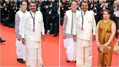 Kangabam Tomba, Dr L Murugan and Guneet Monga at the red carpet at Cannes. Union Minister L Murugan inaugurated the India Pavilion at Cannes 2023. Guneet Monga was also a part of the same. Kangabam Tomba, Dr L Murugan and Guneet Monga at the red carpet at Cannes. Union Minister L Murugan inaugurated the India Pavilion at Cannes 2023. Guneet Monga was also a part of the same.