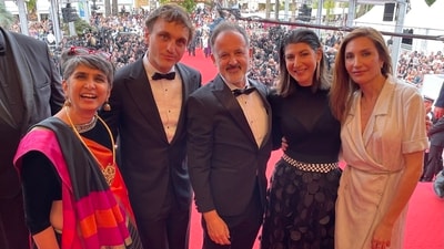 Film curator, critic and filmmaker Meenakshi Shedde, who is on the International Critics' Week jury, wore a saree on the opening day of the 76th edition of the Cannes Film Festival on Tuesday. Film curator, critic and filmmaker Meenakshi Shedde, who is on the International Critics' Week jury, wore a saree on the opening day of the 76th edition of the Cannes Film Festival on Tuesday.